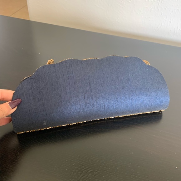 Never used ethnic clutch/purse in navy blue with gold embellishments. - Picture 3 of 4